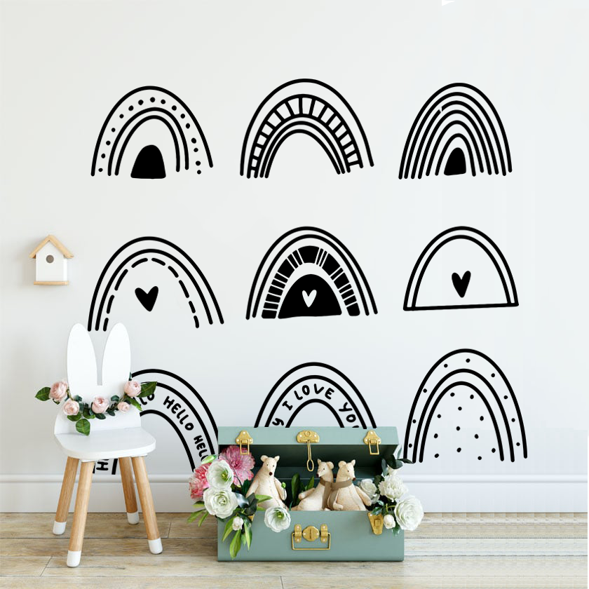 Rainbow Home Decoration Self Adhesive Wall Stickers Wall Decal for Kids Bedroom Decoration Waterproof Vinyl Wall Decor Sticker