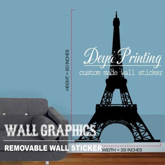 Paris Eiffel Tower Living Room Removable Quote Vinyl Wall Decals Stickers