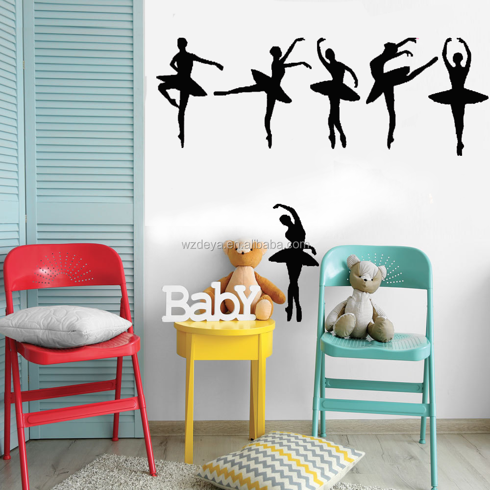 Wholesale Dancing Ballerina Vinyl Decals Craft Supply Wall Decor Stickers For Girls