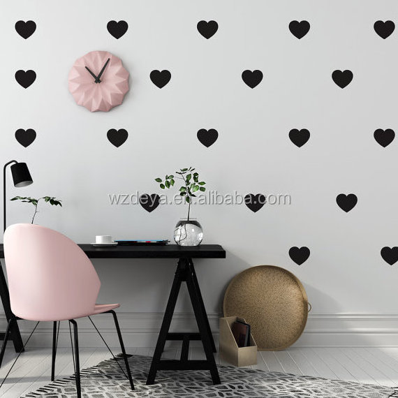 Gold Heart Wall Decals (80 1.5 inch Decals) Easy Peel and Stick Metallic Gold Finish Removable Decals Safe on Painted Walls