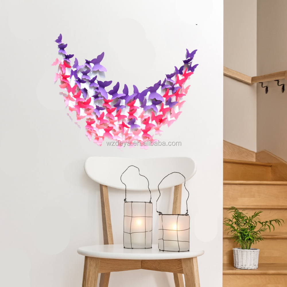 Custom Made decorative stickers personalized 3d Paper Butterfly Wall Sticker Home Decor