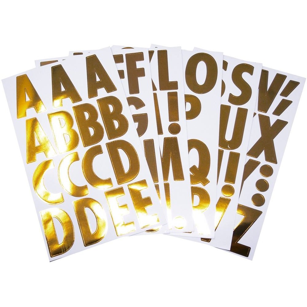 Factory Custom Waterproof Sticker Sheet Large Font Metallic Gold Adhesive A-Z Die Cut Vinyl Alphabet Letters Stickers