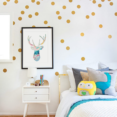 Gold polka dot diy wall decals nursery kids room removable vinyl paper wall art home decoration sticker