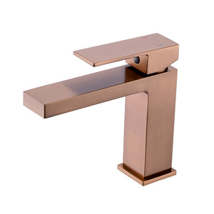 2022 new design handle rose gold brass brushed rose gold bathroom basin faucet