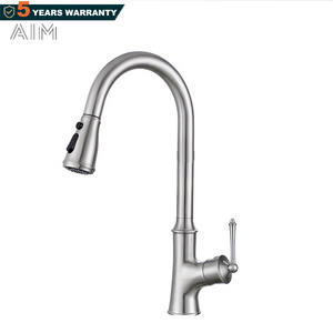 Brushed Water Mixer Tap Silver Single Handle Pull Out Kitchen Tap Single Hole Handle Swivel Degree High Quality KItchen Faucet