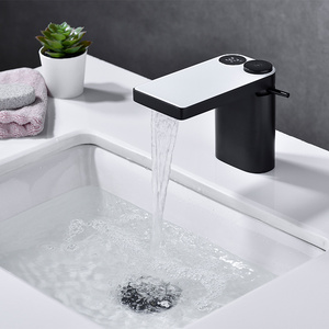 AIM waterfall bathroom faucet matte black glass basin waterfall faucet single waterfall faucet