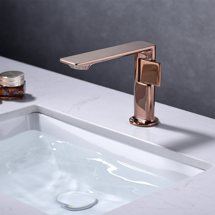 New Modern Brass cold hot Wash basin tap rose gold Bathroom Basin Sink Faucets