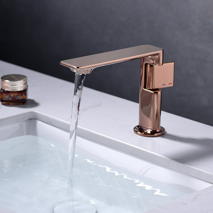 New Modern Brass cold hot Wash basin tap rose gold Bathroom Basin Sink Faucets