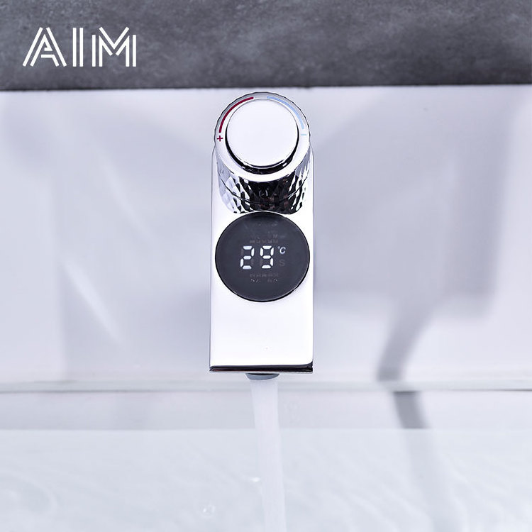 AIM Intelligent faucet water temperature digital display basin tap push button robinet bouton poussoir faucet smart faucet