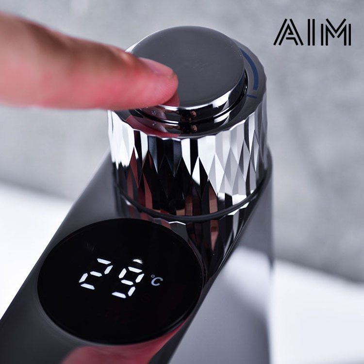 AIM Intelligent faucet water temperature digital display basin tap push button robinet bouton poussoir faucet smart faucet