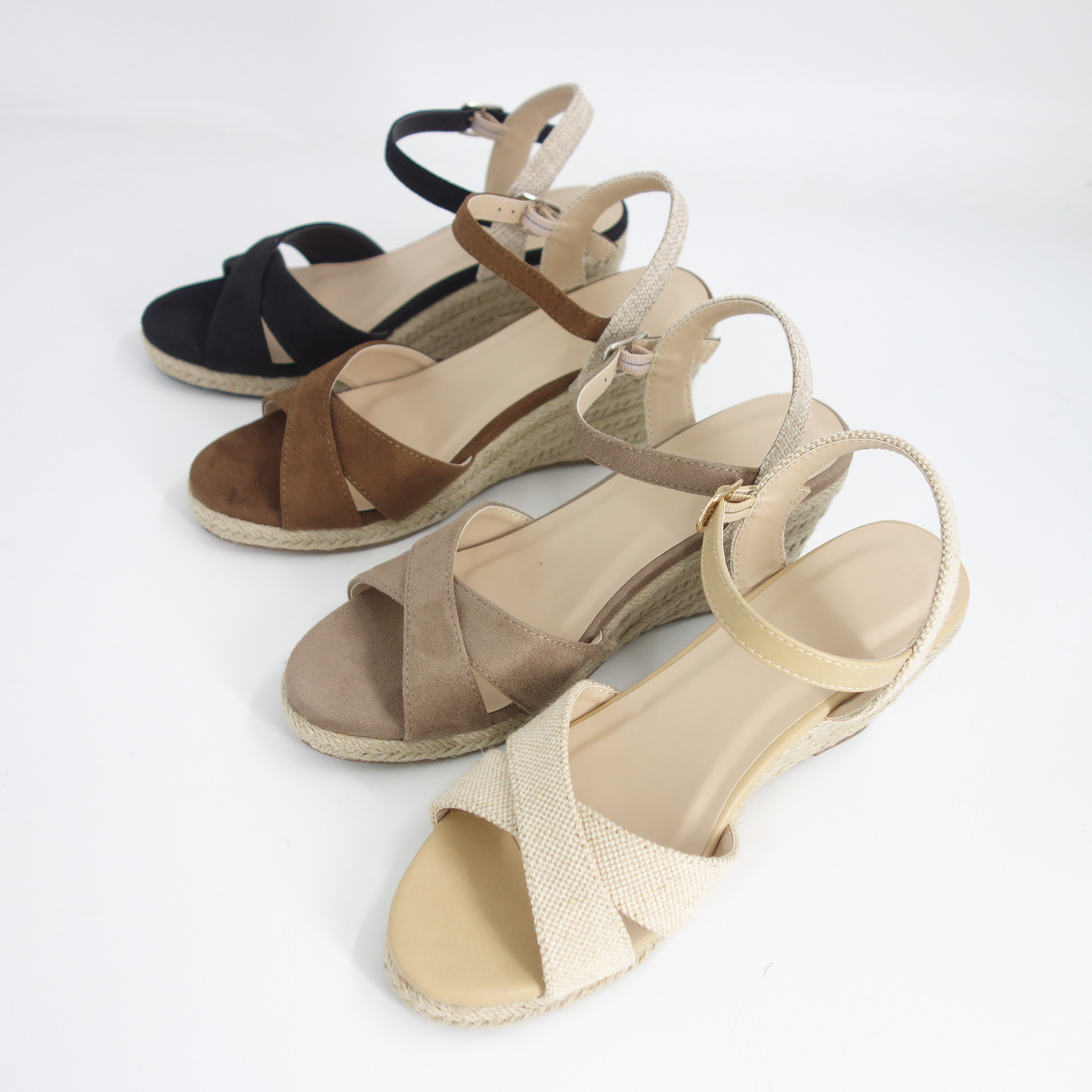 High Quality Design Wedges Woven Women Sandals Ladies High Heel Hemp Rope Wedge Shoes Sandals