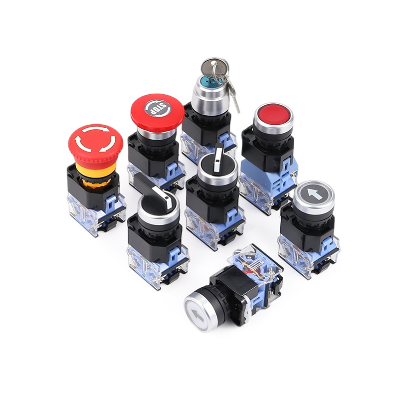 LA38 Mushroom Self-Resetting Rotary Selector Head Latching Momentary Illuminated Start Metal Emergency Stop Push Button Switch