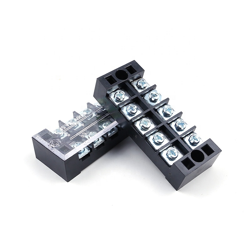 TB2505 25A 600V 5P Copper Fixed Insulated Connectors with Protective Cover Barrier M4 Screw Lug Terminal Block with Double Row