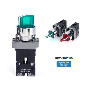 XB2-BK2365 1NO1NC Latching Green 2 Position Rotary Knob Handle Direct Selector Push Button Switches 22mm Led