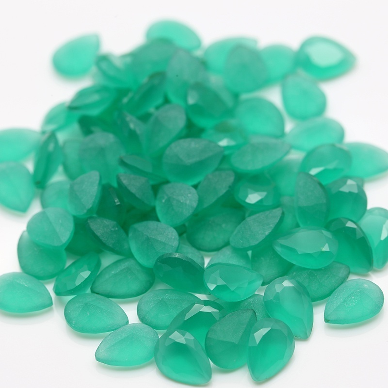 wholesale price synthetic machine cut malay jade glass stone for jewelry