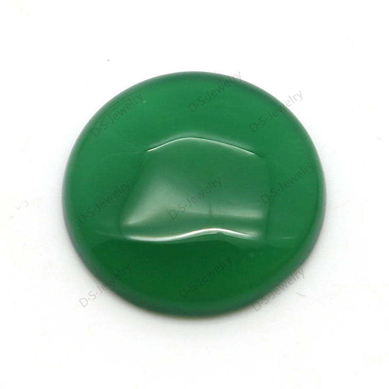 DS Gems Loose Gemstone 15mm Round Cabochon Natural Green Agate For Jewelry Making