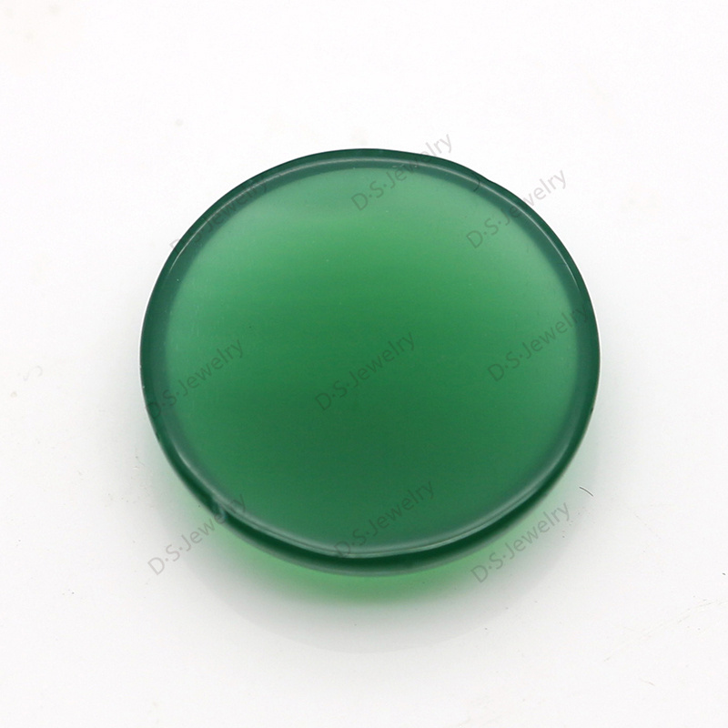 DS Gems Loose Gemstone 15mm Round Cabochon Natural Green Agate For Jewelry Making