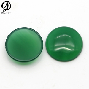 DS Gems Loose Gemstone 15mm Round Cabochon Natural Green Agate For Jewelry Making