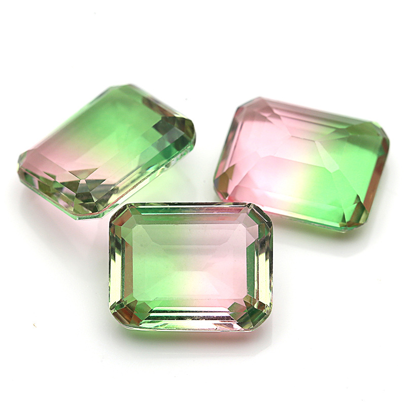 Wholesale octagon shape BX37 synthetic tourmaline 8*10mm watermelon tourmaline