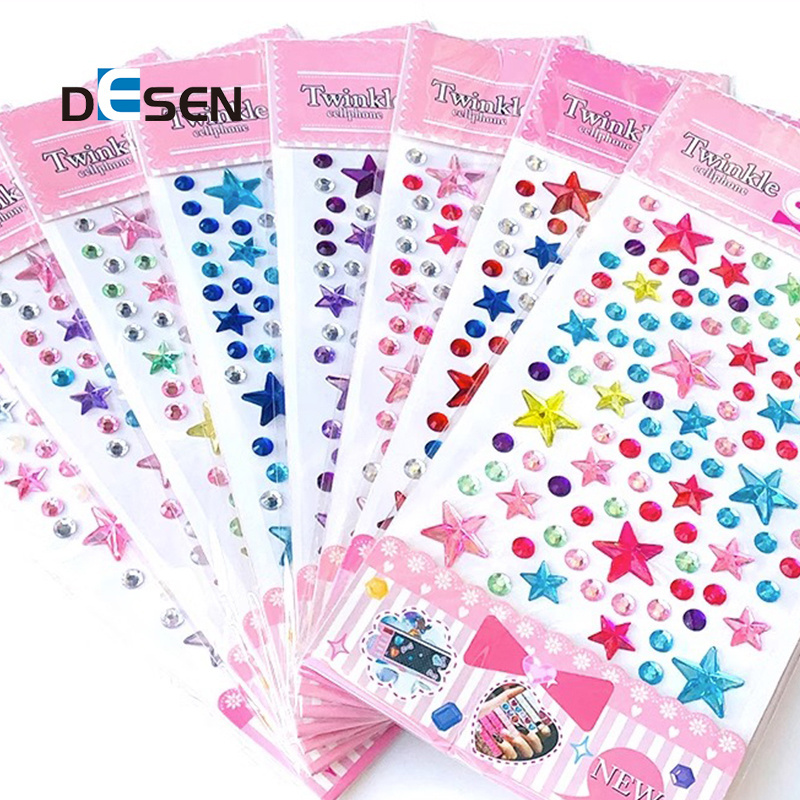 DESEN Crystal Sticker children's handmade DIY gem acrylic love five pointed star diamond sticker