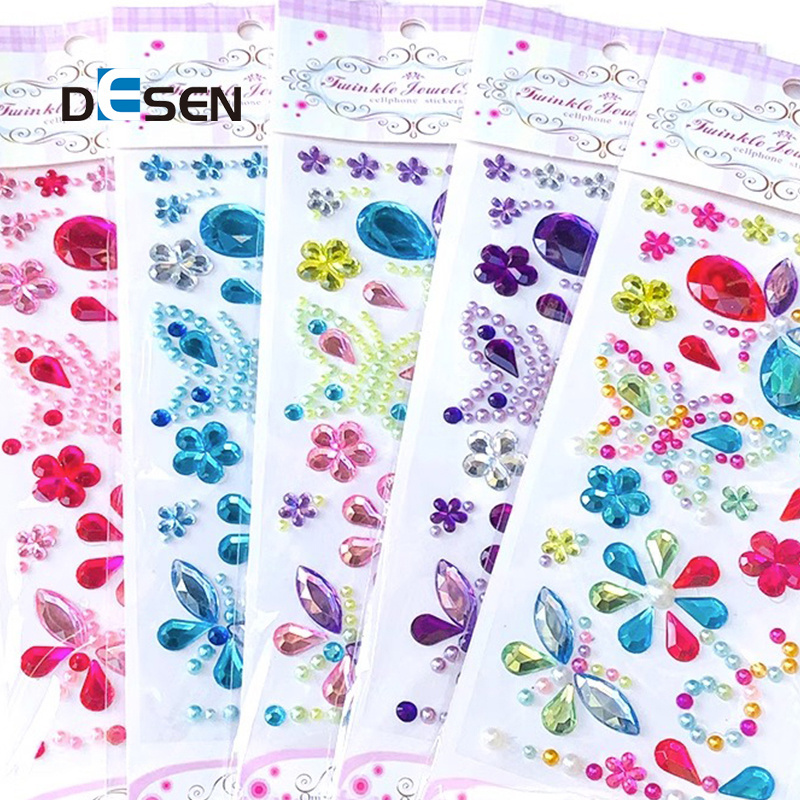 DESEN Crystal Sticker children's handmade DIY gem acrylic love five pointed star diamond sticker