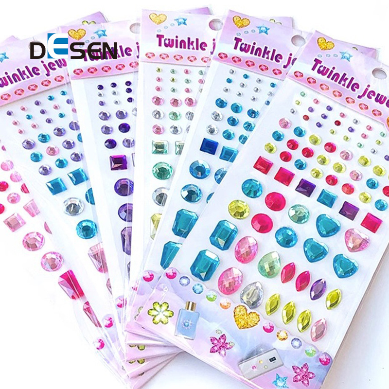 DESEN crystal glue drop stickers soft glue drop plastic stickers round color glue drop 3d domed logo stick labels Resin Epoxy St