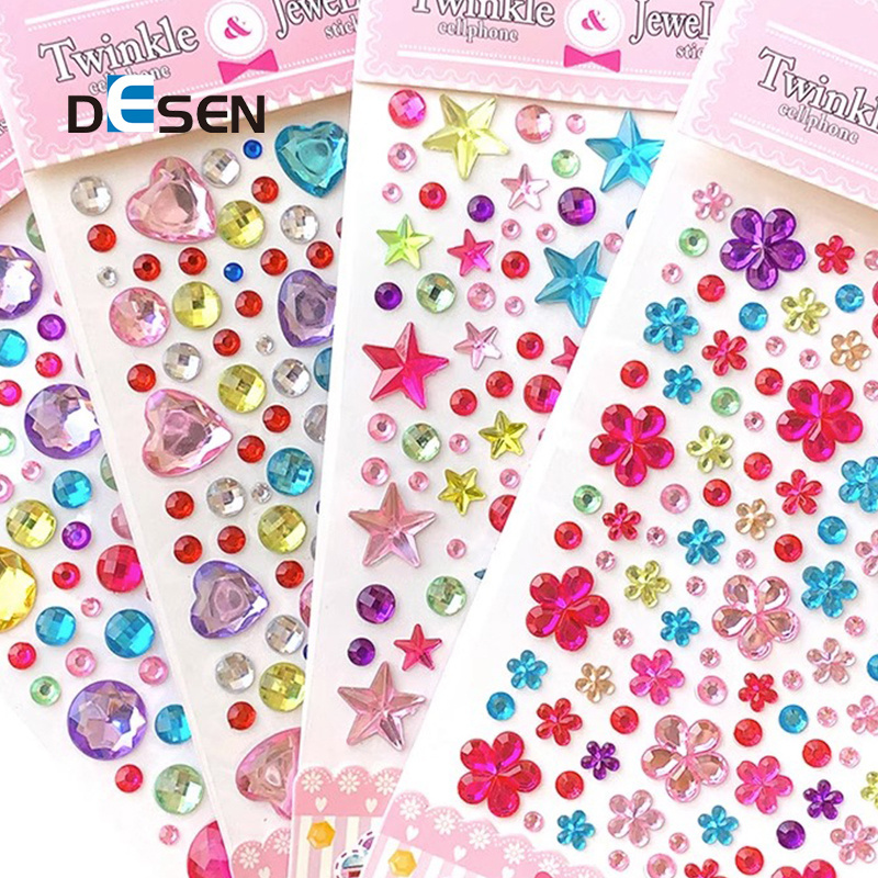 DESEN crystal glue drop stickers soft glue drop plastic stickers round color glue drop 3d domed logo stick labels Resin Epoxy St