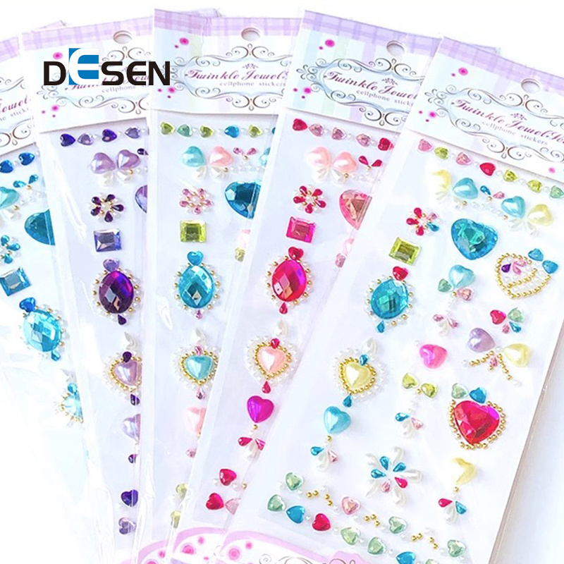 DESEN crystal glue drop stickers soft glue drop plastic stickers round color glue drop 3d domed logo stick labels Resin Epoxy St