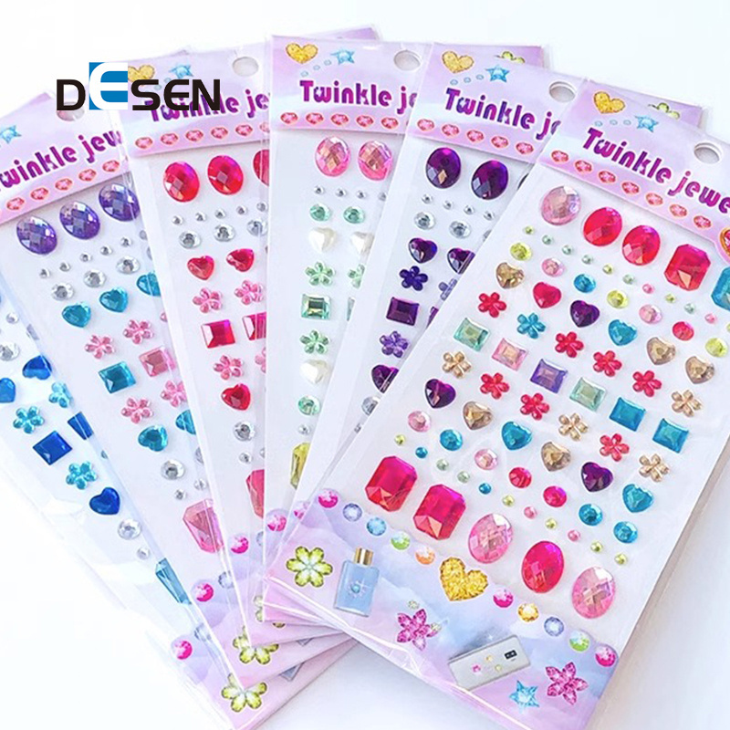 DESEN crystal glue drop stickers soft glue drop plastic stickers round color glue drop 3d domed logo stick labels Resin Epoxy St