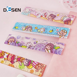 DESEN Wholesale 30 cm Popular Pinkycolor Flexible Transparent Plastic Ruler for School Stationery & Office