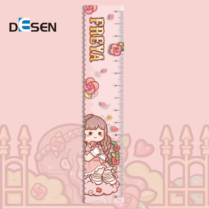 DESEN Wholesale 30 cm Popular Pinkycolor Flexible Transparent Plastic Ruler for School Stationery & Office