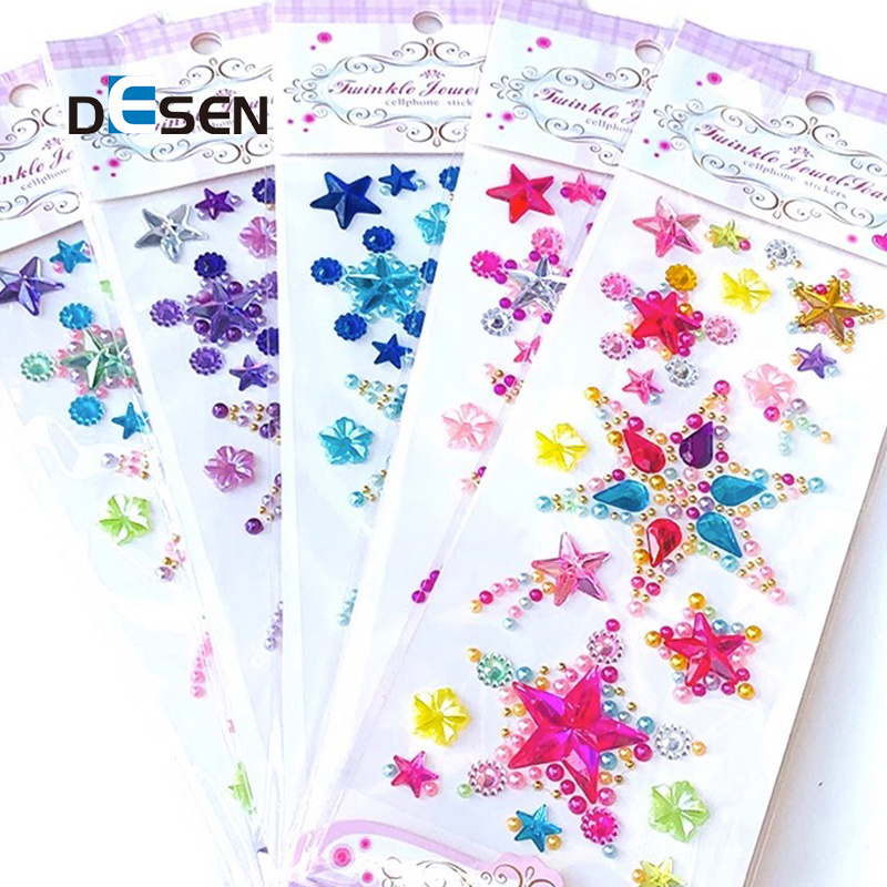 DESEN Crystal Sticker children's handmade DIY gem acrylic love five pointed star diamond sticker