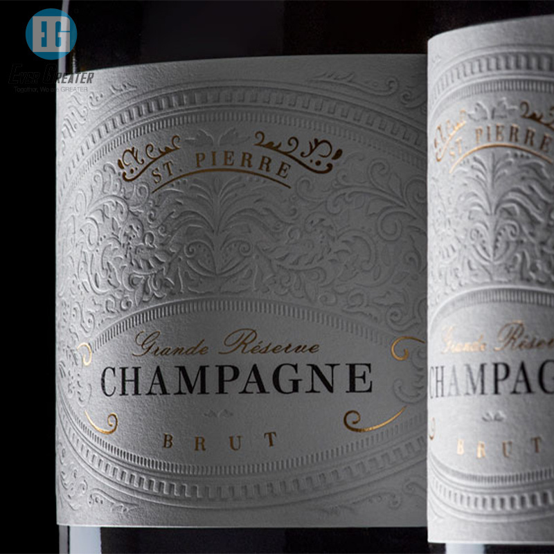 Champagne Label Business Stickers Textured Paper Embossed Waterproof Sticker Label