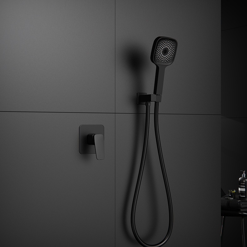 black bathroom shower hot and cold shower mixer in wall mounted rain Shower Mixer Faucet