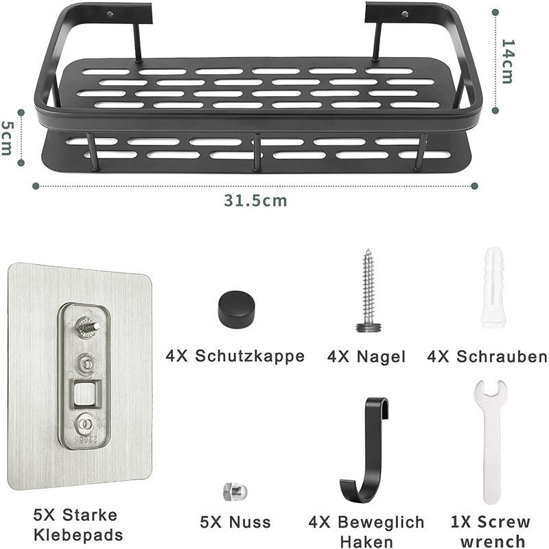 Wholesale Shower Caddy Corner Storage Shelf Wall Mounted Self Adhesive Kitchen Corner Racks Bathroom Double Shelves