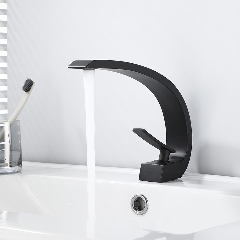 black faucet waterfall faucet sink  bathroom faucet