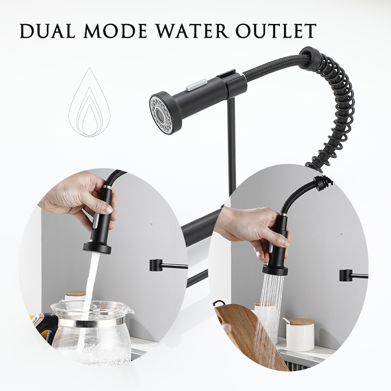 Hot And Cold Kitchen Taps Matte Black Stainless Steel Sink Faucet Faucet Kitchen