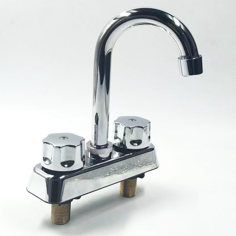 Good Quality Wall Mounted Faucet Economic Kitchen Water Tap Double Handles Sink Mixer