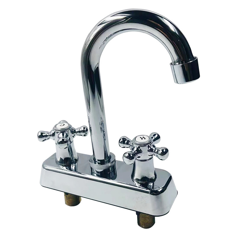 Good Quality Wall Mounted Faucet Economic Kitchen Water Tap Double Handles Sink Mixer