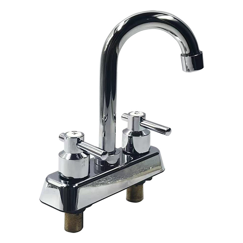 Good Quality Wall Mounted Faucet Economic Kitchen Water Tap Double Handles Sink Mixer