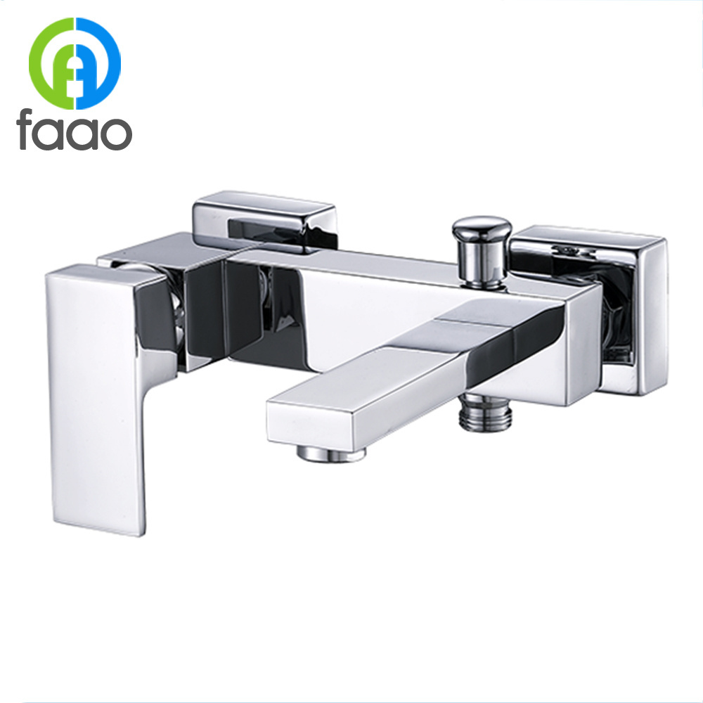 FAAO Bathroom Roman Bathtub Faucets Square Single Lever Chrome Brass Contemporary Bath & Shower Faucets Hot/cold Water Mixer