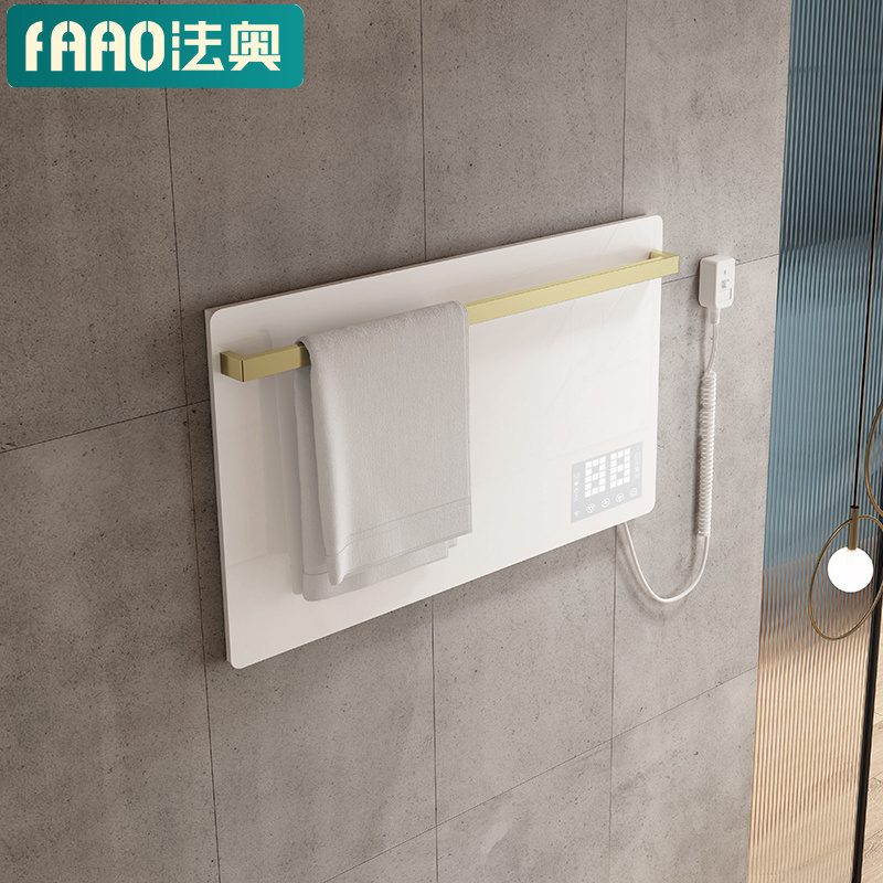 2022 New Smart Towel Rack Wall Mounted Electric Towel Rack Glass Material Towel Rack Heater Stainless Steel Rails