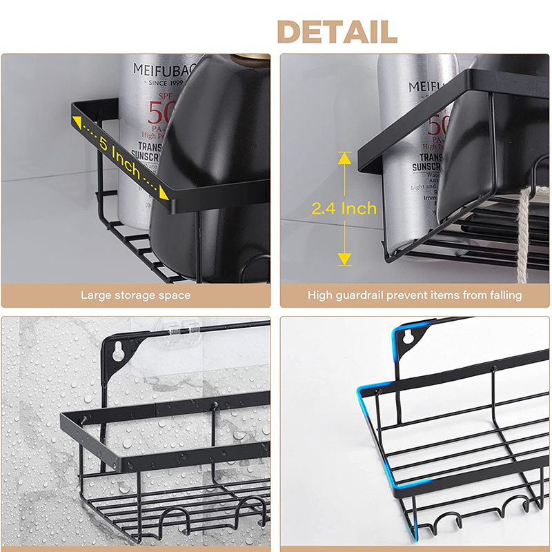 2023 Hot sale No Drill Bathroom Stainless Steel Bathroom Shelves Storage Shower Shelf