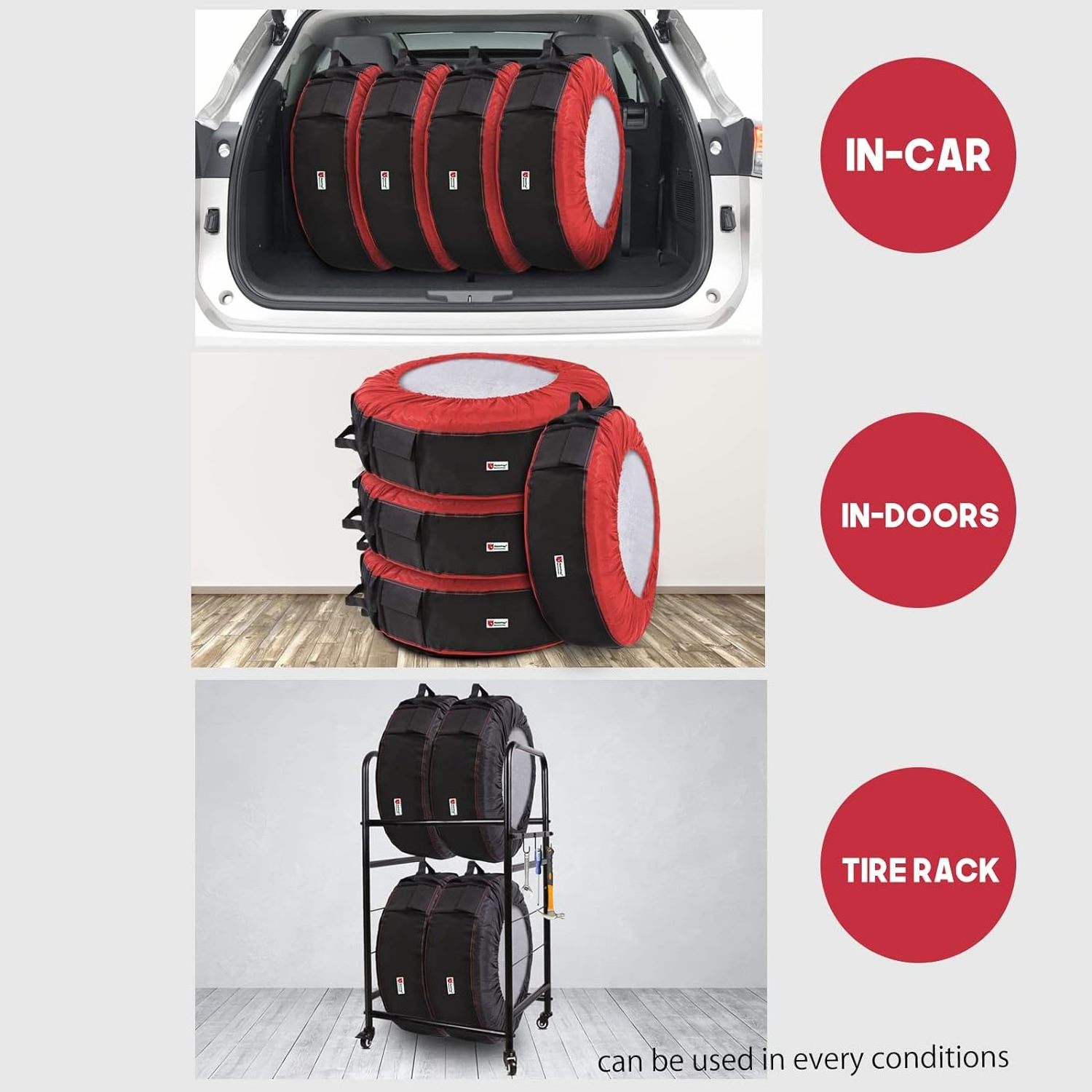 customized logo  4 Set Waterproof Durable Universal Adjustable Tire Storage Bag Tire Covers