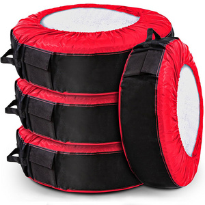 customized logo  4 Set Waterproof Durable Universal Adjustable Tire Storage Bag Tire Covers