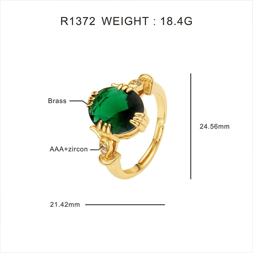 Brazil jewelry ring Emerald Rings icy big diamond 18k gold weddings ring gold fine jewelry for women Brazil jewelry wholesale