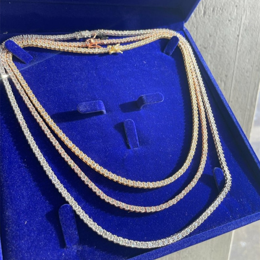 3MM 4MM 5MM 6MM Hip Hop Women Men Tennis Chain,Tennis Diamond Chain Necklace ,Iced Out Hip Hop CZ Diamond Baguette Tennis Chain