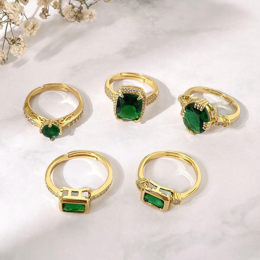 Brazil jewelry ring Emerald Rings icy big diamond 18k gold weddings ring gold fine jewelry for women Brazil jewelry wholesale