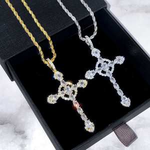 Hot sale Bling Celtic cross pendant necklace,christian jesus cross pendant necklace,zircon fashion jewelry cross necklace