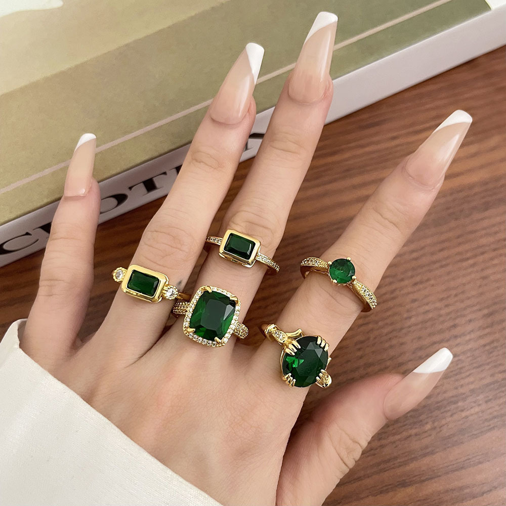 Brazil jewelry ring Emerald Rings icy big diamond 18k gold weddings ring gold fine jewelry for women Brazil jewelry wholesale